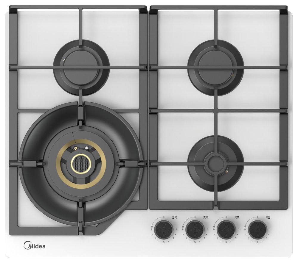 Газовая варочная панель Midea MG 697VGW — ракурс 1 из 3