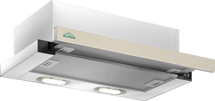 Встраиваемая вытяжка Elikor Интегра GLASS 60П-650-В2Л белый/стекло бежевый