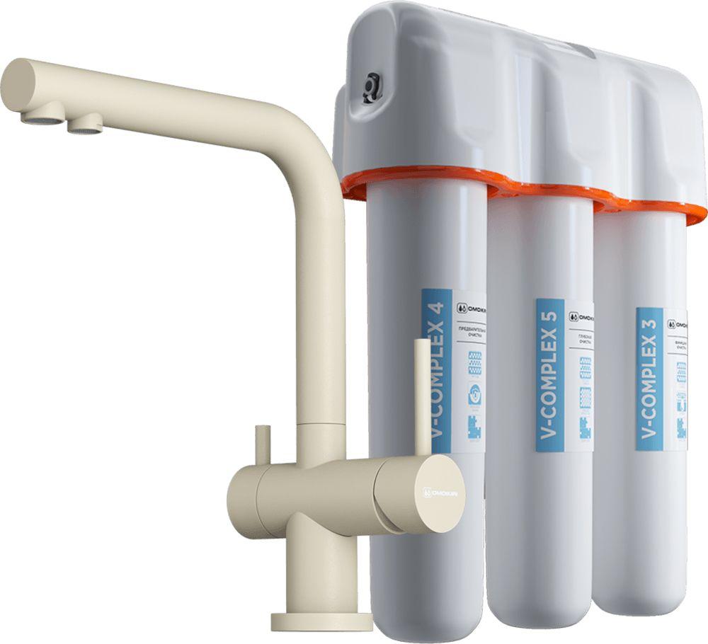 Смеситель для кухни Omoikiri Nagano-BE-P + Pure drop Lite — ракурс 1 из 4