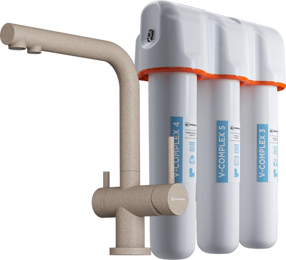 Смеситель для кухни Omoikiri Nagano-SA-P + Pure drop Lite — ракурс 1 из 4
