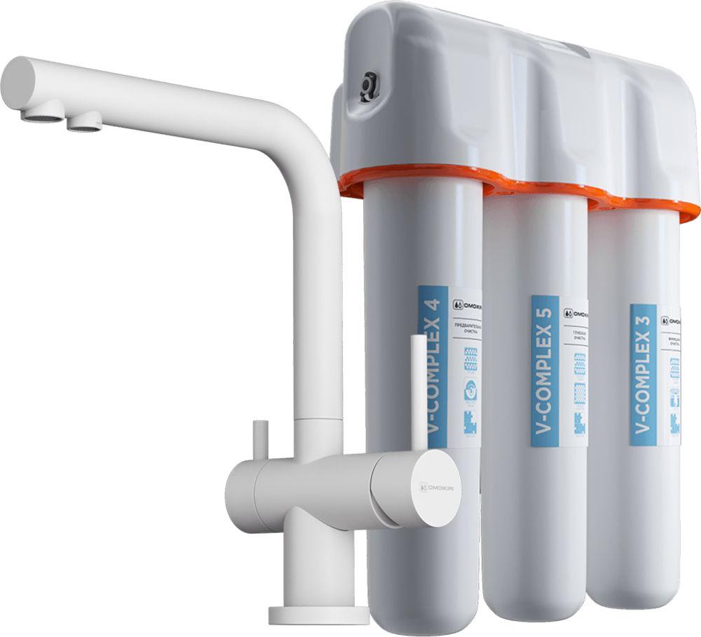 Смеситель для кухни Omoikiri Nagano-WH-P + Pure drop Lite — ракурс 1 из 4